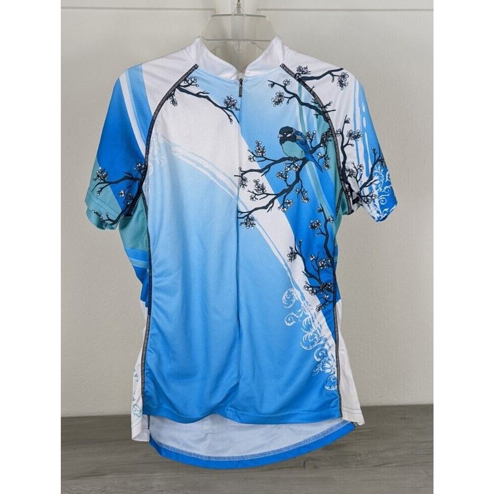 Primal Women's Bird and Blossoming Tree Road Biking Bicycling Jersey sz XL
